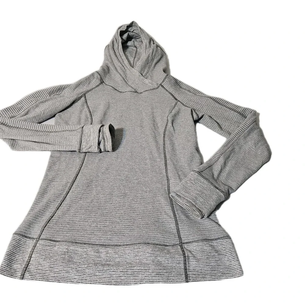 Lululemon Sweatshirt Womens 8Think‎ Fast Pullover Heather Slate Stripe Yoga